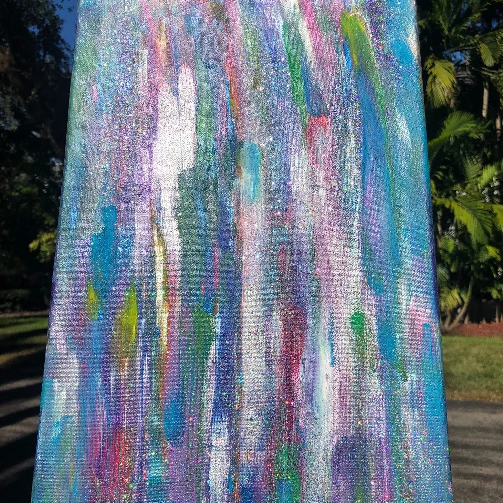 HANDCRAFTED COLORFUL/GLITTER ABSTRACT ART